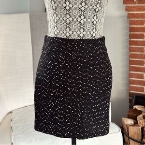 Corporate Tweed mini skirt, The Limited, size 6, black, white, dot